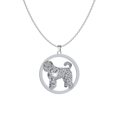 Silver Bouvier des Flandres engraved necklace with a heart - MEJK Jewellery
