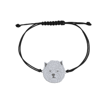 Silver West highland white terrier engraved string bracelet - MEJK Jewellery