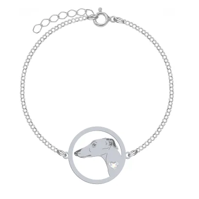 Silver Galgo Espanol engraved bracelet with a heart - MEJK Jewellery