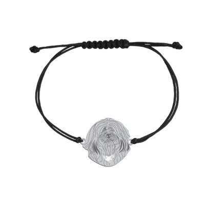 Bransoletka z psem Hawańczyk srebro sznurek GRAWER GRATIS - MEJK Jewellery