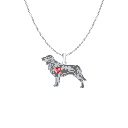 Silver German Spaniel engraved necklace with a heart - MEJK Jewellery