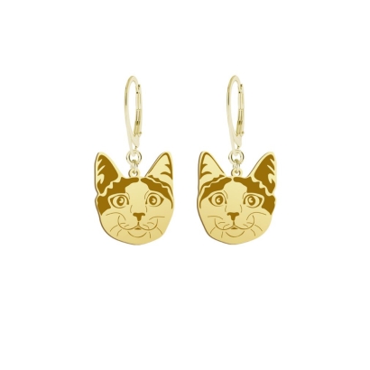Kolczyki pozłacane Kot Japoński Bobtail GRAWER GRATIS - MEJK Jewellery