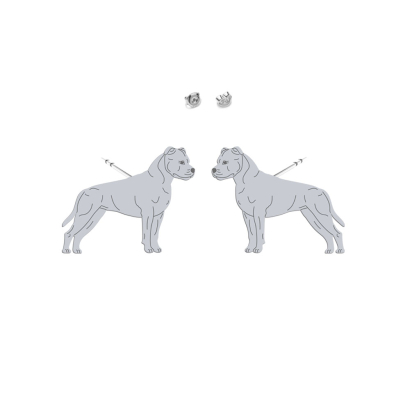 Kolczyki z psem American Staffordshire Terrier - Amstaff srebro - MEJK Jewellery