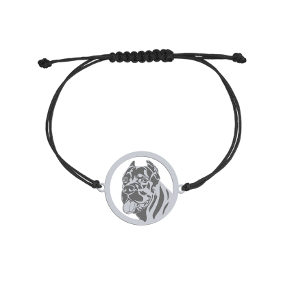 Silver Bandog engraved string bracelet - MEJK Jewellery