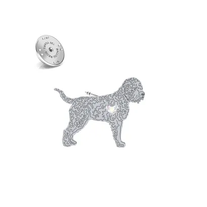 Silver Lagotto Romagnolo pin with a heart - MEJK Jewellery
