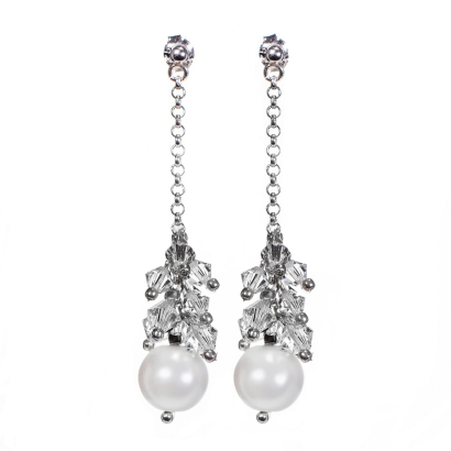 Kolczyki  perły szklane kryształy biżuteria ślubna