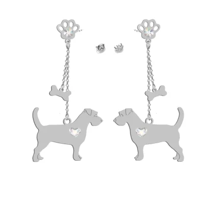 Silver Long-haired Jack Russell Terrier earrings, FREE ENGRAVING - MEJK Jewellery