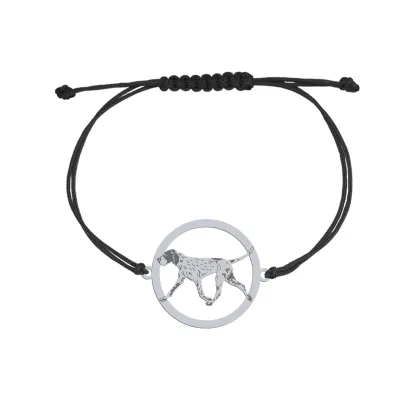 Silver Braque d'Auvergne engraved string bracelet - MEJK Jewellery