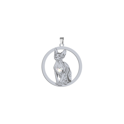 Silver Sphynx Cat pendant, FREE ENGRAVING - MEJK Jewellery