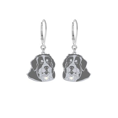 Silver Bernese Mountain Dog engraved earrings - MEJK Jewellery