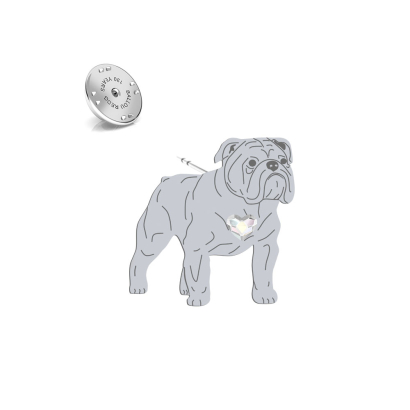 Wpinka z psem Bulldog Angielski srebro - MEJK Jewellery
