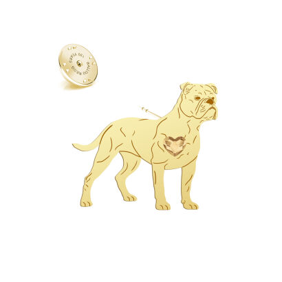 Silver Continental Bulldog pin with a heart - MEJK Jewellery