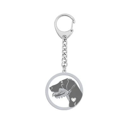 Silver Deutscher Jagdterrier keyring with a heart, FREE ENGRAVING - MEJK Jewellery