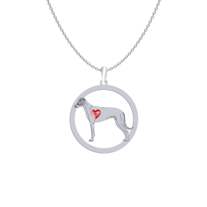 Silver Hungarian Greyhound engraved necklace with a heart - MEJK Jewellery