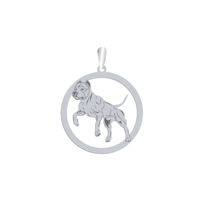 Silver American Pitbull Terrier engraved pendant - MEJK Jewellery