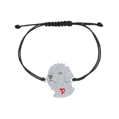 Silver Irish glen of imaal terrier engraved string bracelet with a heart - MEJK Jewellery
