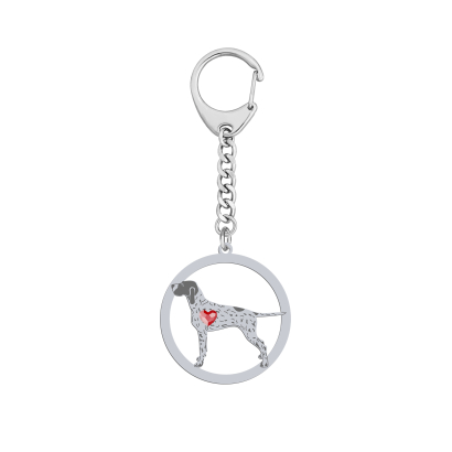 Silver Braque d'Auvergne engraved keyring - MEJK Jewellery