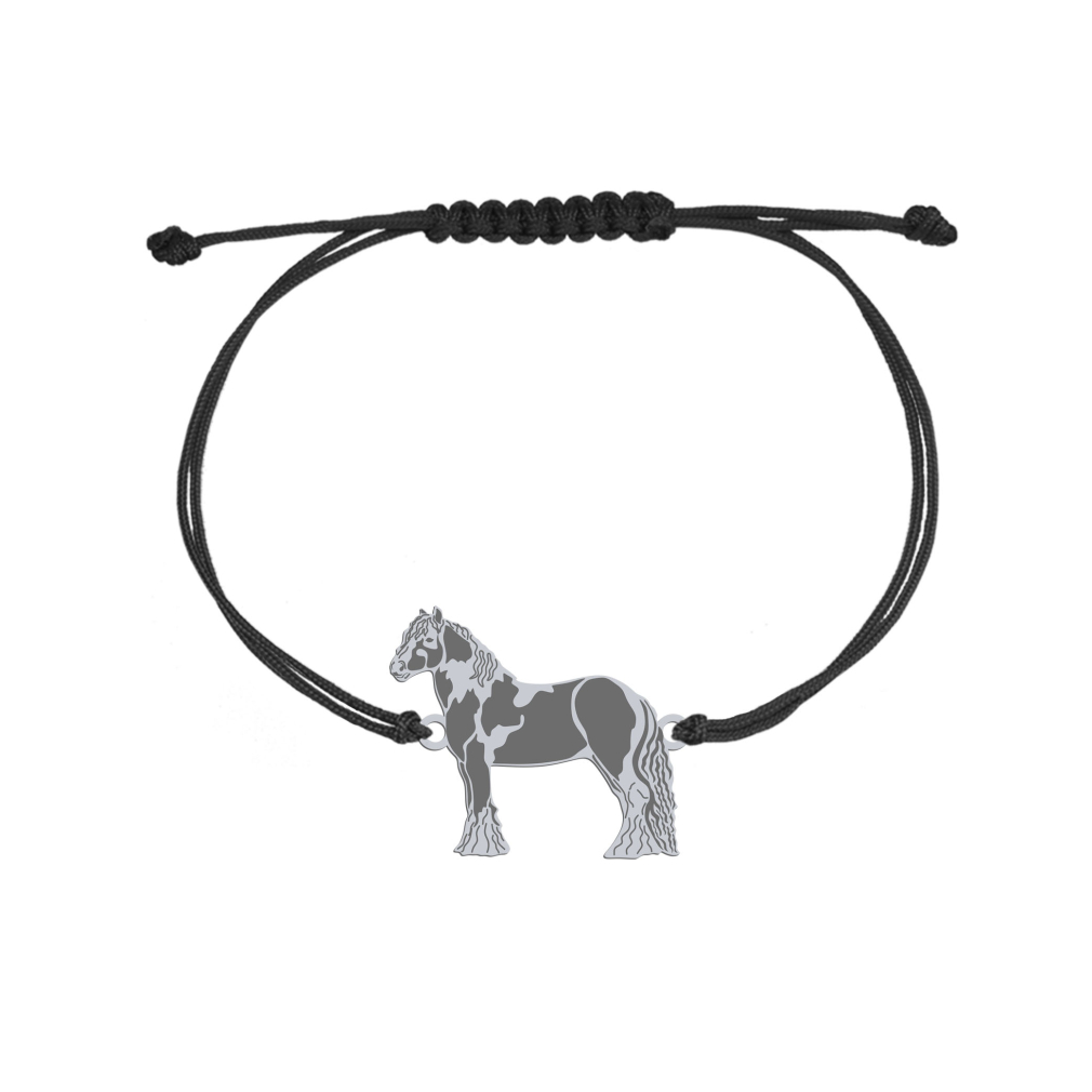 Bransoletka z Koniem Tinker srebro sznurek GRAWER GRATIS - MEJK Jewellery