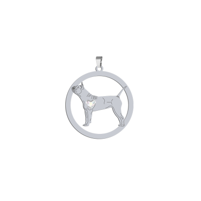 Silver Chongqing Dog engraved pendant with a heart - MEJK Jewellery