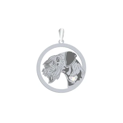 Silver Cesky Terrier engraved pendant with a heart - MEJK Jewellery