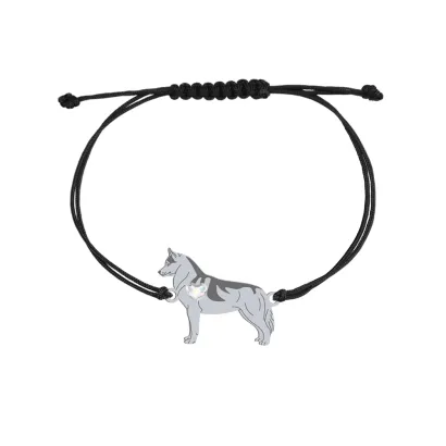 Silver Siberian Husky engraved string bracelet - MEJK Jewellery