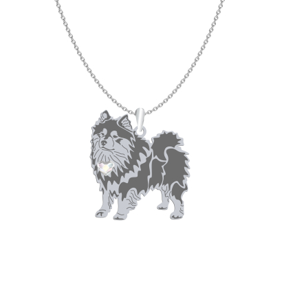 Silver Finnish Lapphund necklace with a heart, FREE ENGRAVING - MEJK Jewellery