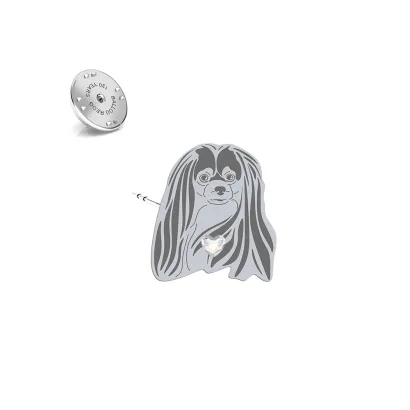 Wpinka z psem sercem Spaniel Kontynentalny Miniaturowy srebro - MEJK Jewellery