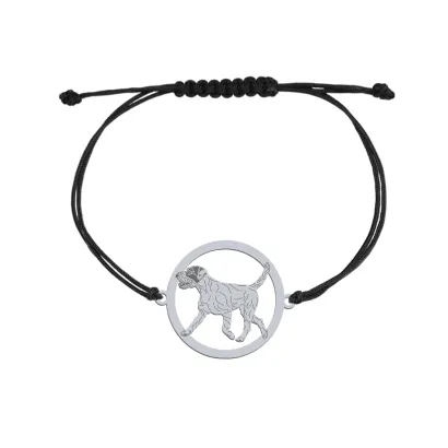 Silver Parson Russell Terrier engraved string bracelet - MEJK Jewellery