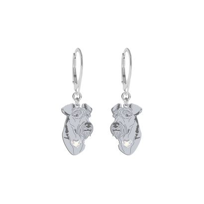 Silver Irish Terrier earrings with a heart, FREE ENGRAVING - MEJK Jewellery