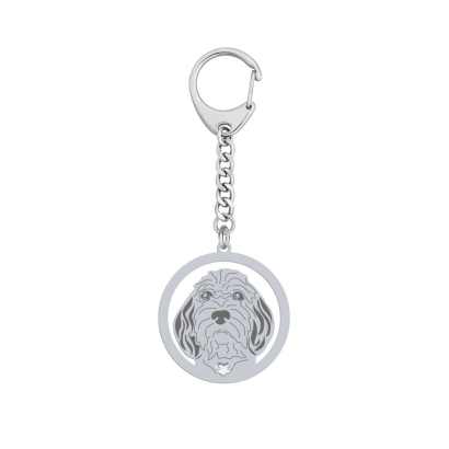 Silver Petit Basset Griffon Vendéen engraved keyring - MEJK Jewellery