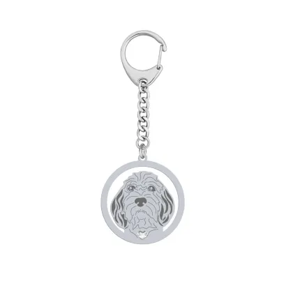 Silver Petit Basset Griffon Vendéen engraved keyring - MEJK Jewellery