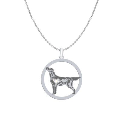 Silver Flat Coated Retriever necklace with a heart, FREE ENGRAVING - MEJK Jewellery