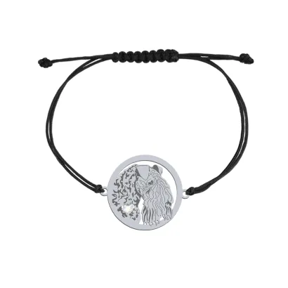 Silver Kerry Blue Terrier string bracelet with a heart, FREE ENGRAVING - MEJK Jewellery