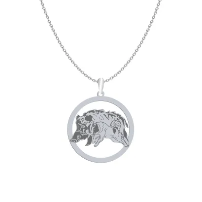 Silver Russian-European Laika engraved necklace - MEJK Jewellery