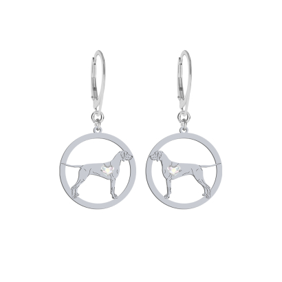 Silver Vizsla Dog engraved earrings - MEJK Jewellery
