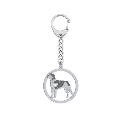 Silver Brazilian Terrier engraved keyring with a heart - MEJK Jewellery