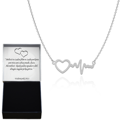 Necklace LINE OF LIFE WITH HEART  gold-plated rhodium-plated silver