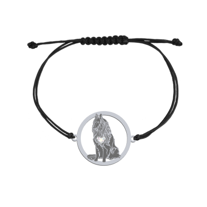Silver Belgian Shepherd string bracelet with a heart, FREE ENGRAVING - MEJK Jewellery