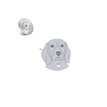 Silver Beagle jewellery pin with a heart - MEJK Jewellery