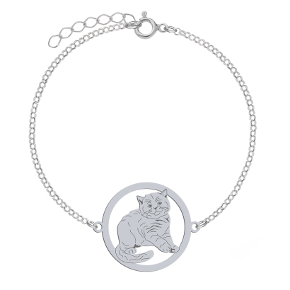 Silver British Shorthair Cat bracelet, FREE ENGRAVING - MEJK Jewellery