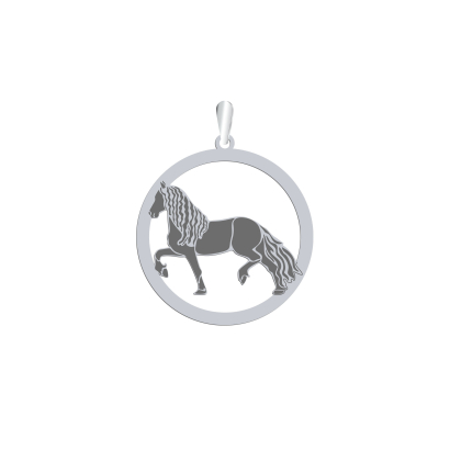 Silver Friesian Horse pendant, FREE ENGRAVING - MEJK Jewellery
