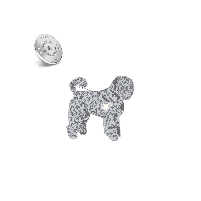 Silver Bouvier des Flandres pin with a heart - MEJK Jewellery