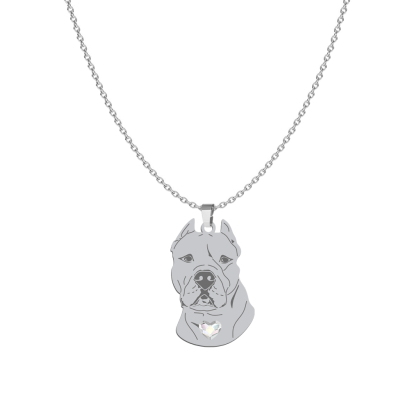 Silver Dogo Argentino necklace with a heart, FREE ENGRAVING - MEJK Jewellery