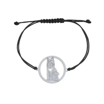 Silver Aphrodite Cat string bracelet, FREE ENGRAVING - MEJK Jewellery