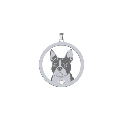 Silver Boston Terrier engraved pendant - MEJK Jewellery