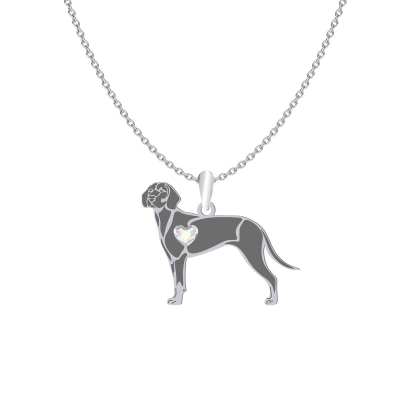 Silver Polish Hunting Dog engraved necklace with a heart - MEJK Jewellery