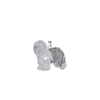 Silver Old English Sheepdog pendant, FREE ENGRAVING - MEJK Jewellery