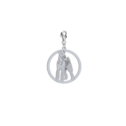 Charms z psem grawerem Airedale Terrier srebro - MEJK Jewellery