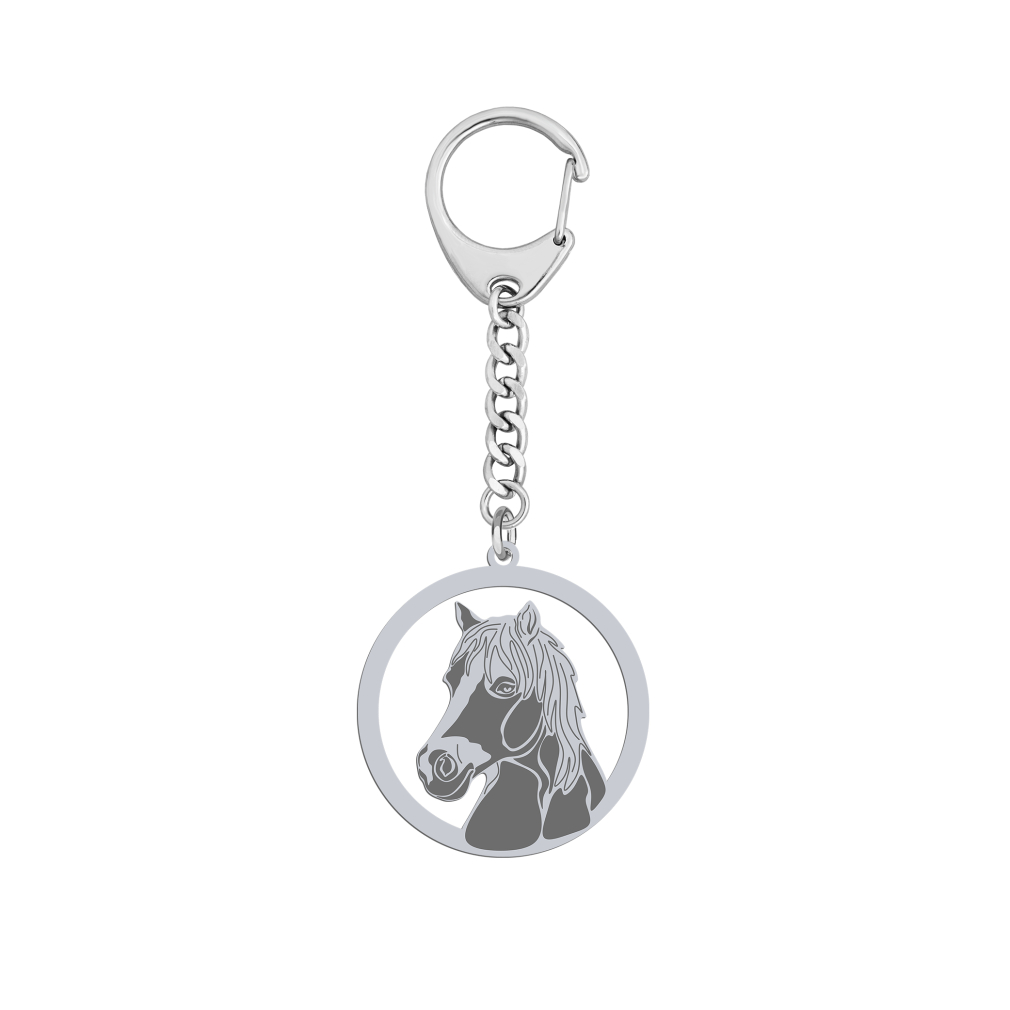Silver Haflinger Horse keyring with, FREE ENGRAVING - MEJK Jewellery