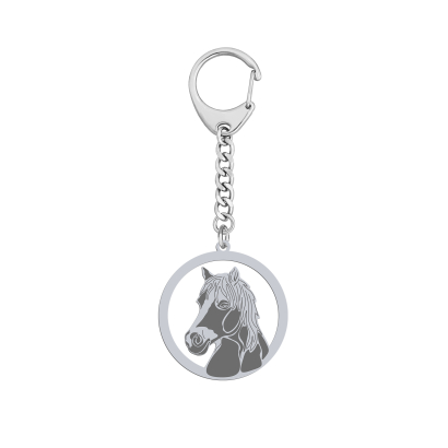 Silver Haflinger Horse keyring with, FREE ENGRAVING - MEJK Jewellery